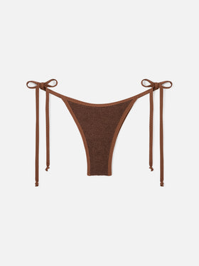 Brown Norah String cheeky crinkle swim briefs