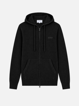 Pull à capuche en laine Notting de couleur unie noire 