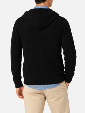 Pull à capuche en laine Notting de couleur unie noire 
