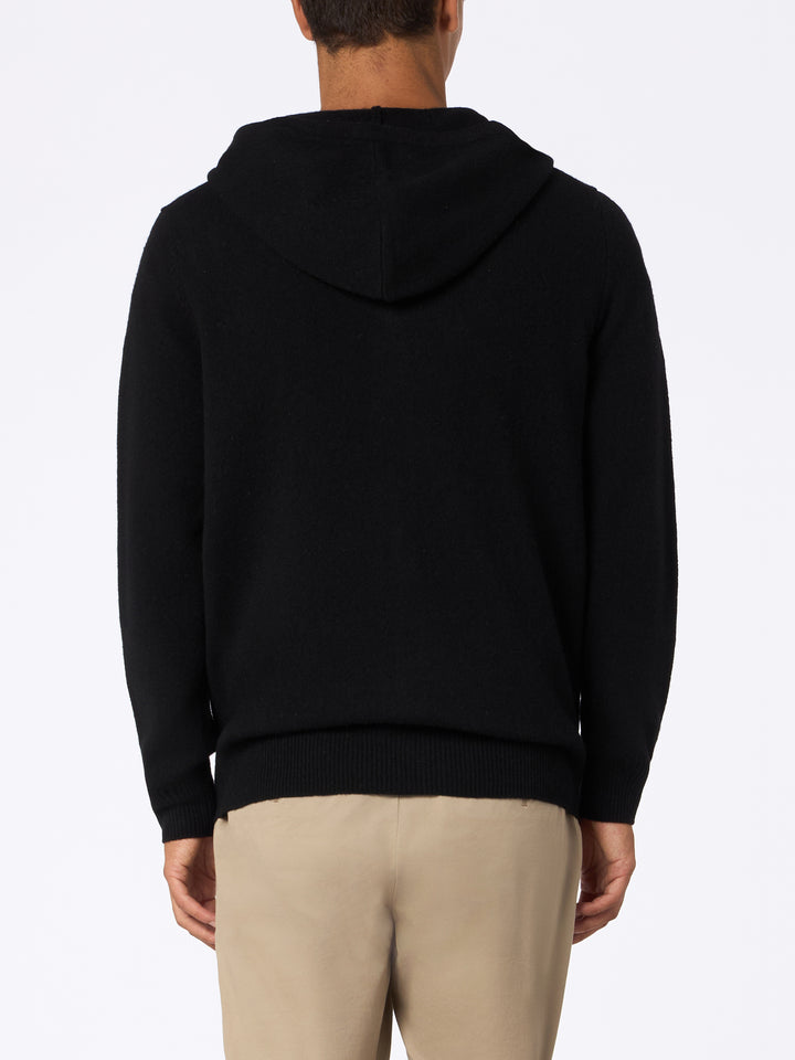 Man black lambswool hooded sweater Notting - MC2 Saint Barth