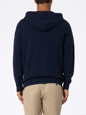 Man navy blue lambswool hooded sweater Notting - MC2 Saint Barth
