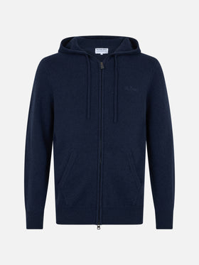 Man navy blue lambswool hooded sweater Notting - MC2 Saint Barth