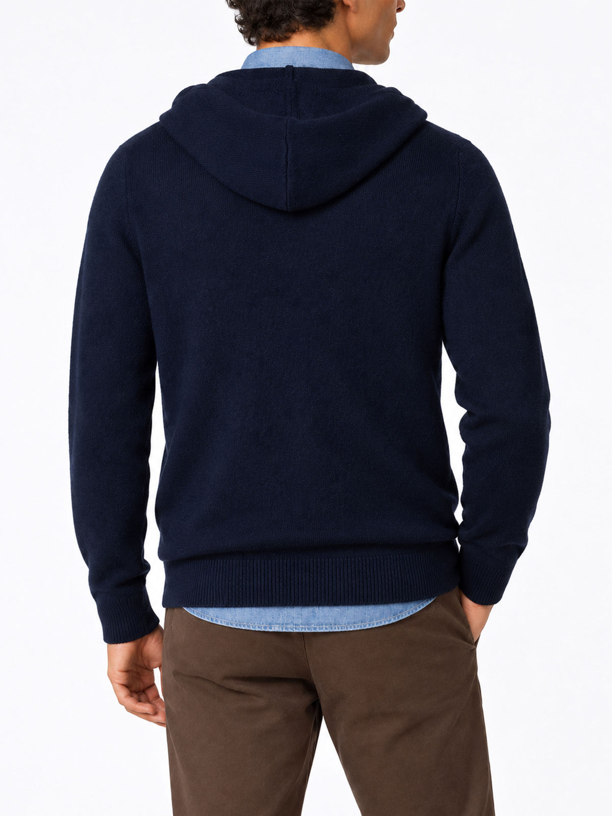 Kapuzenpullover aus Notting wool in Uni-Navyblau 