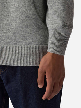 Felpa in lambswool Notting grigio melange con cappuccio