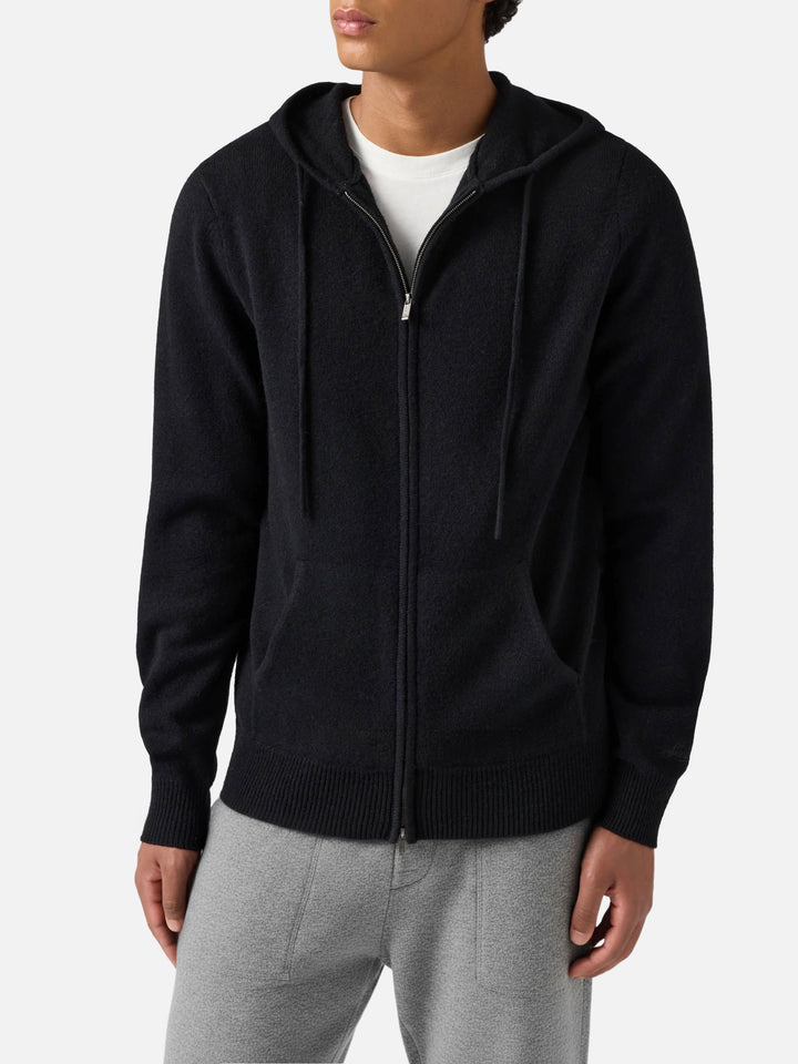 Felpa con cappuccio in 100% lambswool Notting nero
