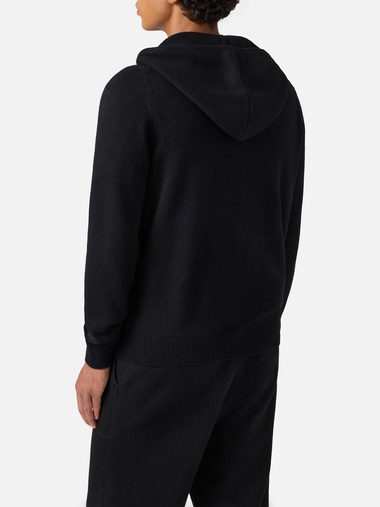 Felpa in lambswool Notting nero con cappuccio