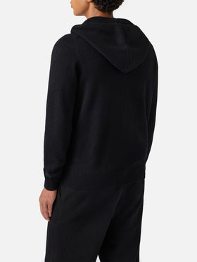 Felpa in lambswool Notting nero con cappuccio