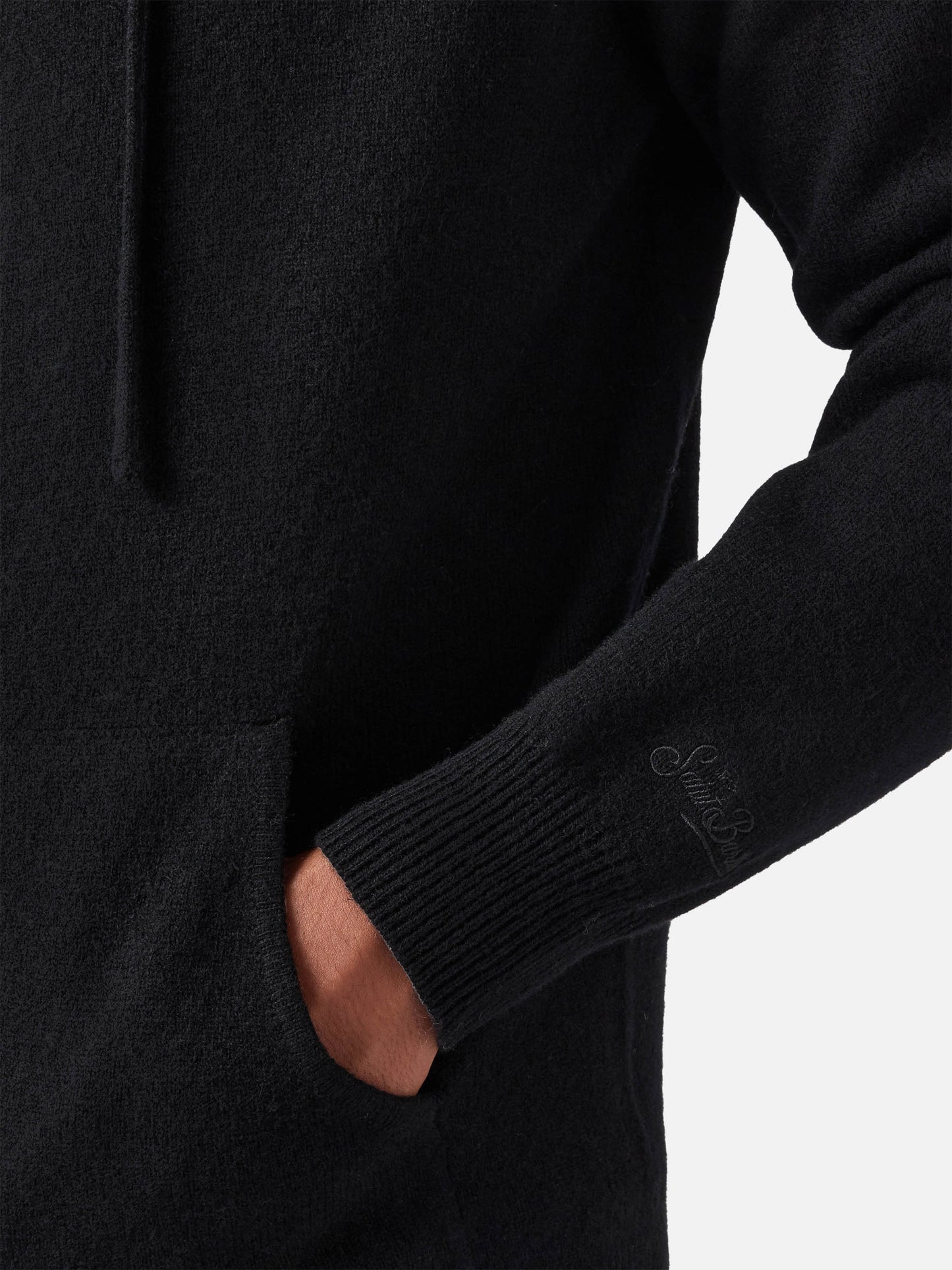 Felpa in lambswool Notting nero con cappuccio