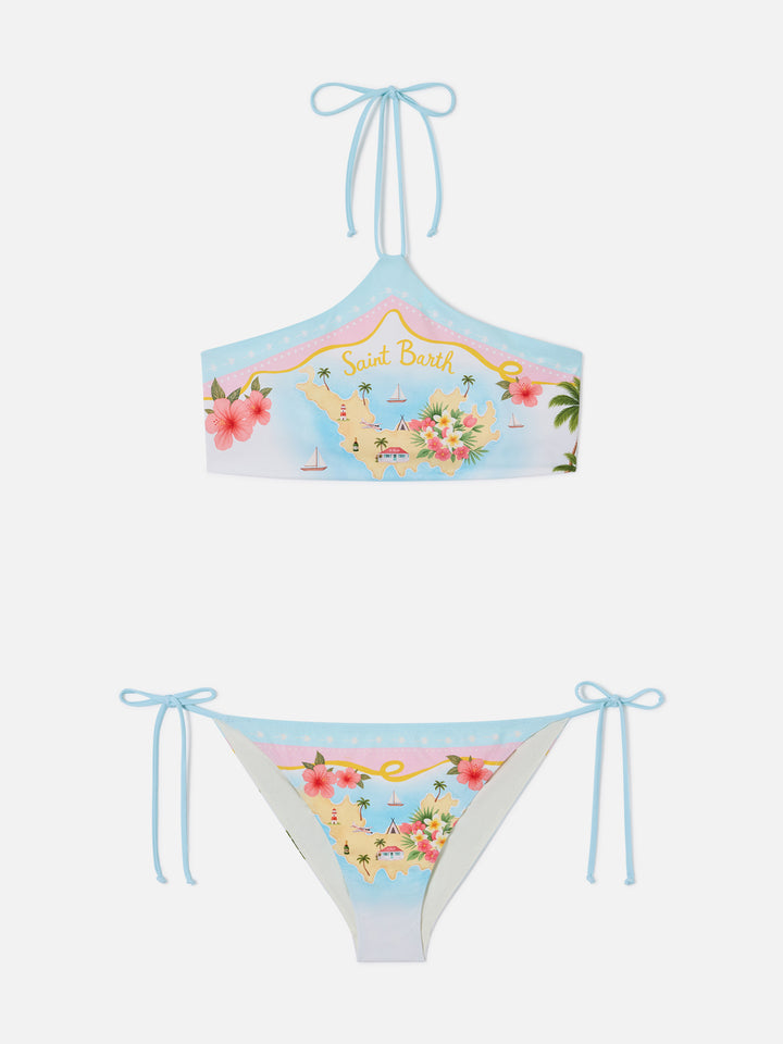 Bikini Nairobi Virgo con stampa St. Barth Map multicolor