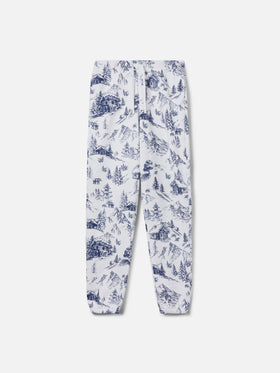 Odalys-Hose aus Baumwollfleece mit Toile-de-Jouy-Print