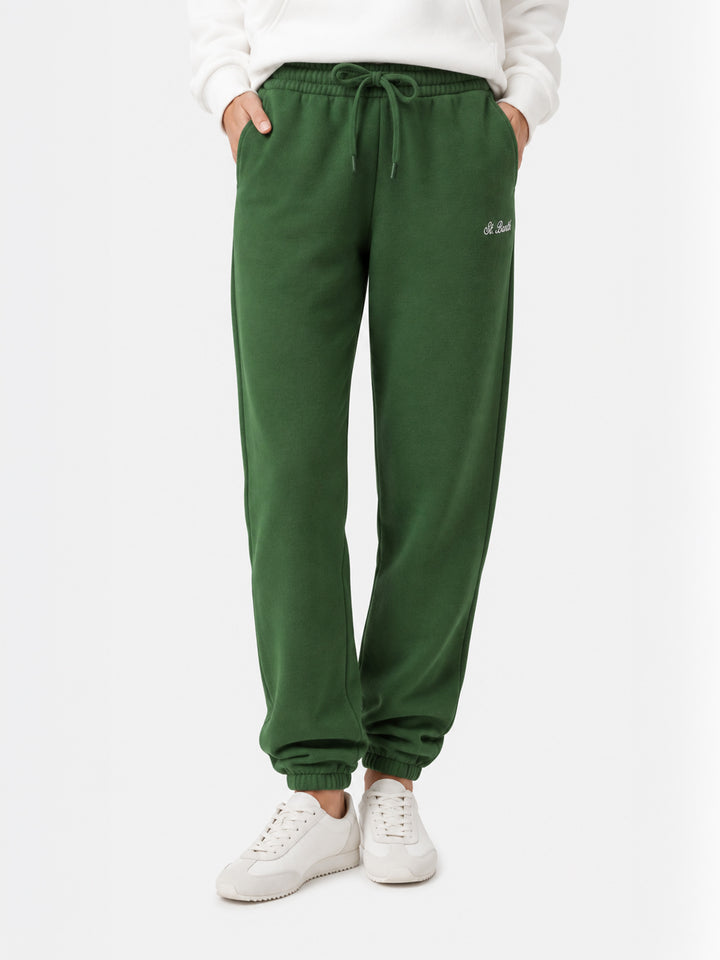 Pantalon de jogging Odalys en molleton de coton vert militaire 