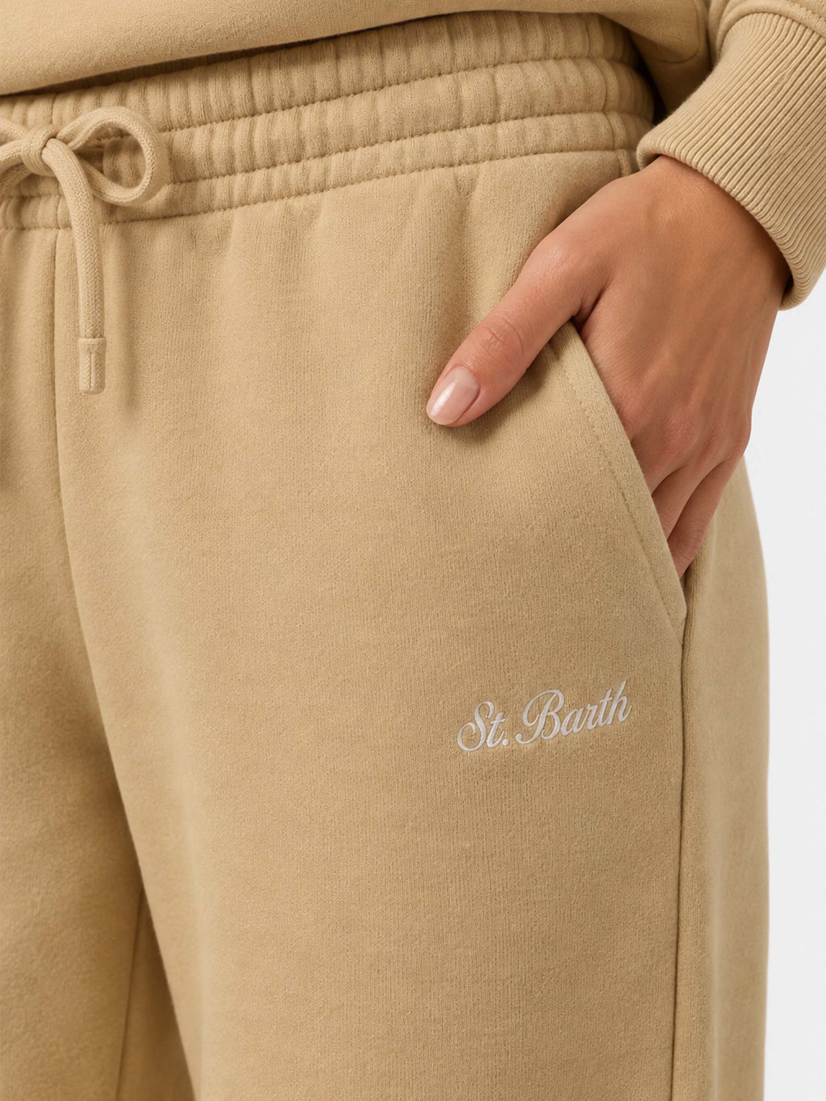 Pantaloni Odalys in felpa di cotone beige