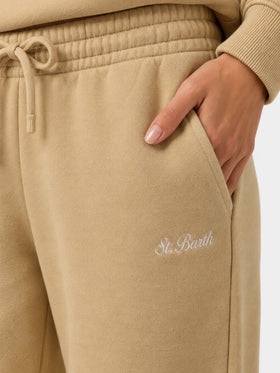 Pantaloni Odalys in felpa di cotone beige