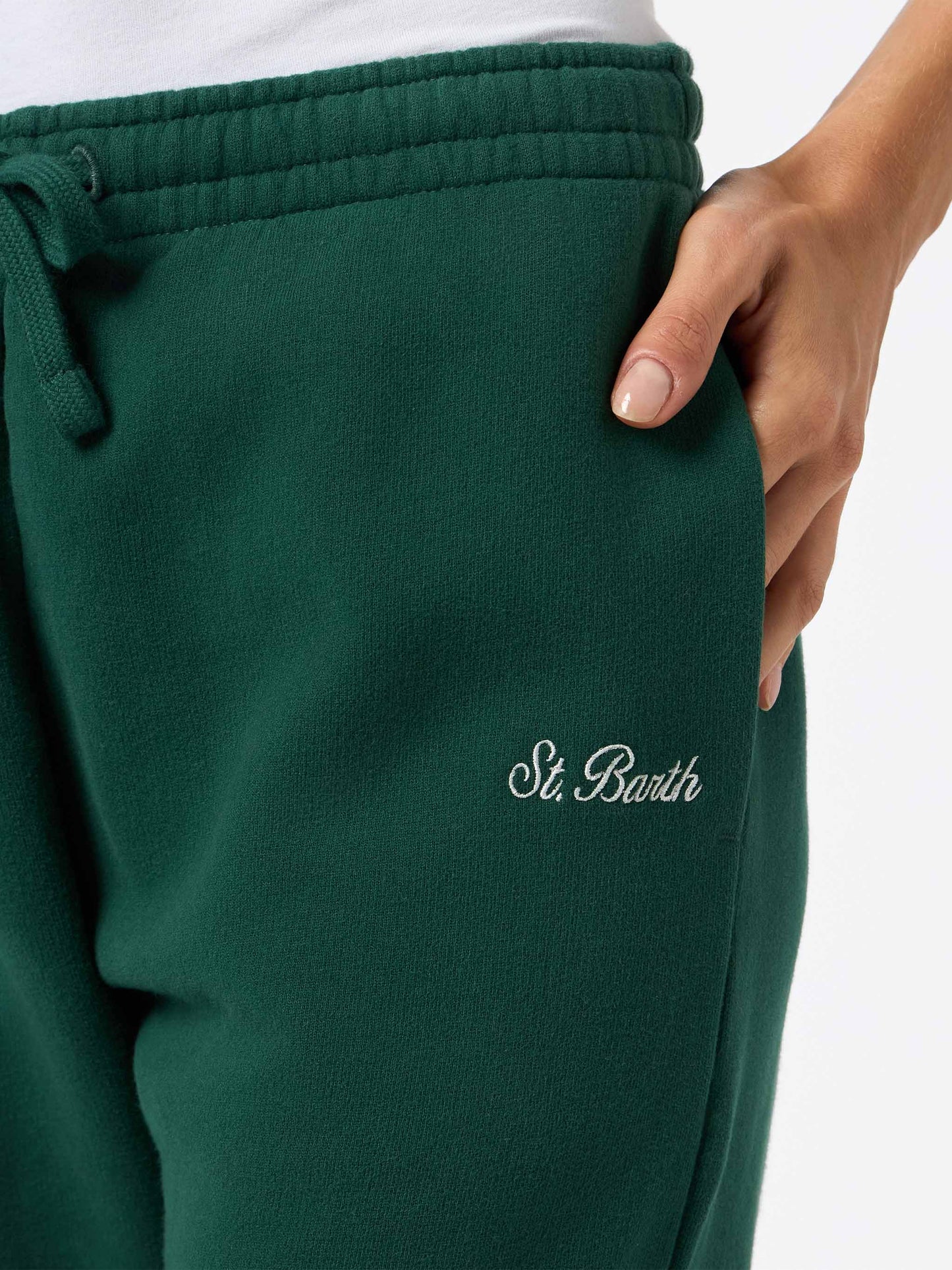 Woman British green cotton fleece jogger pants Odalys - MC2 Saint Barth