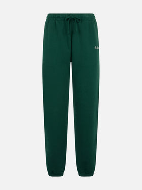 Woman British green cotton fleece jogger pants Odalys - MC2 Saint Barth