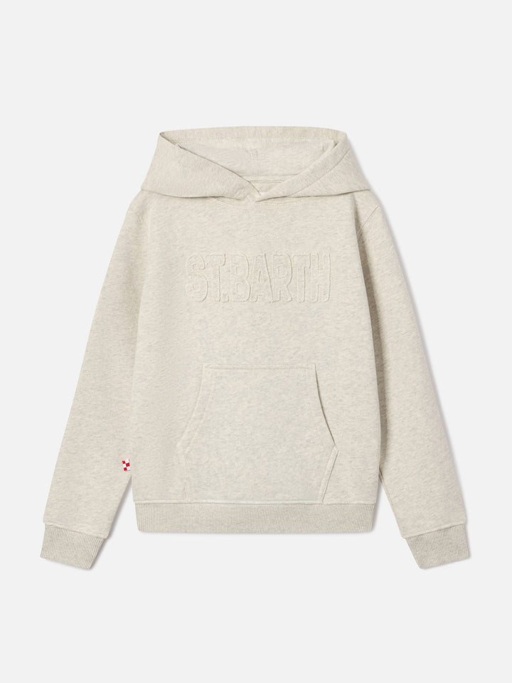 Sweat à capuche Oliver en mélange de coton crème avec patch St. Barth 