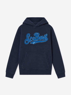 Felpa con cappuccio Oliver blu navy con logo in spugna