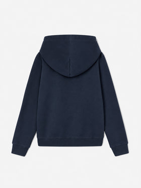 Felpa con cappuccio Oliver blu navy con logo in spugna