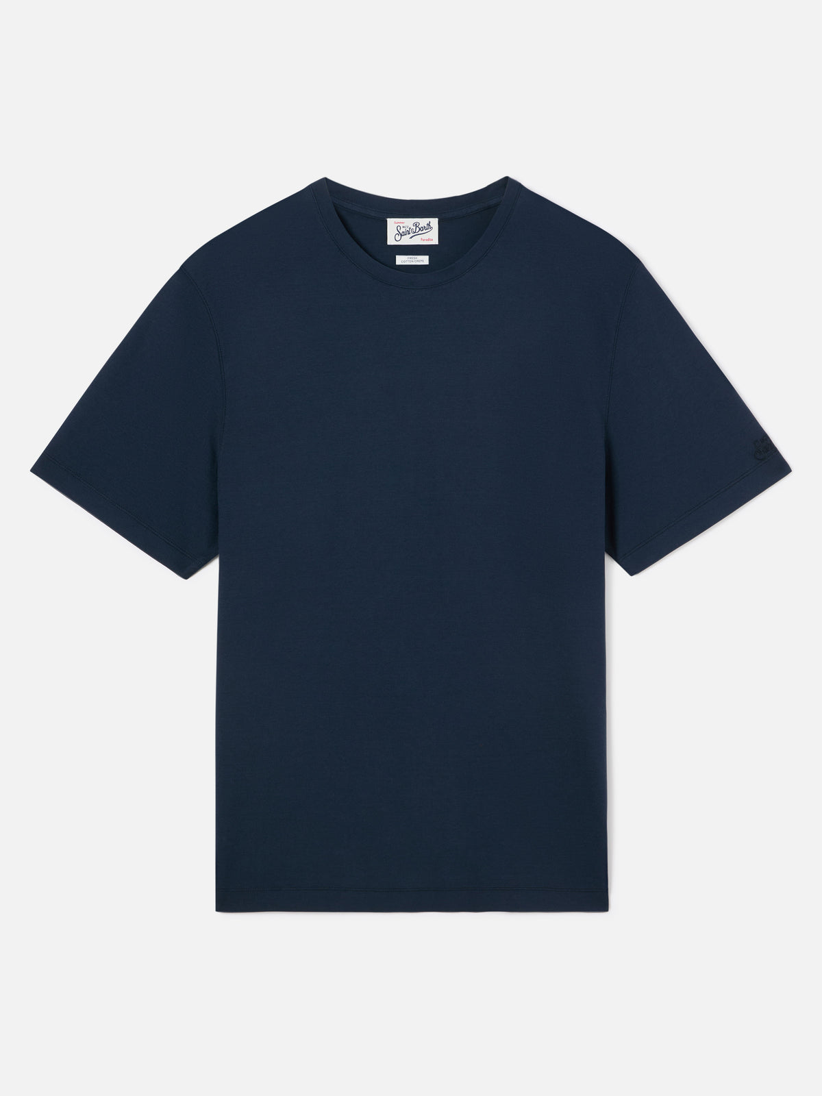 Camiseta Orson de crepé de algodón Navy blue con bordado del logo 