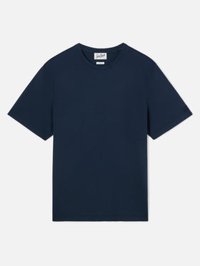 Camiseta Orson de crepé de algodón Navy blue con bordado del logo 
