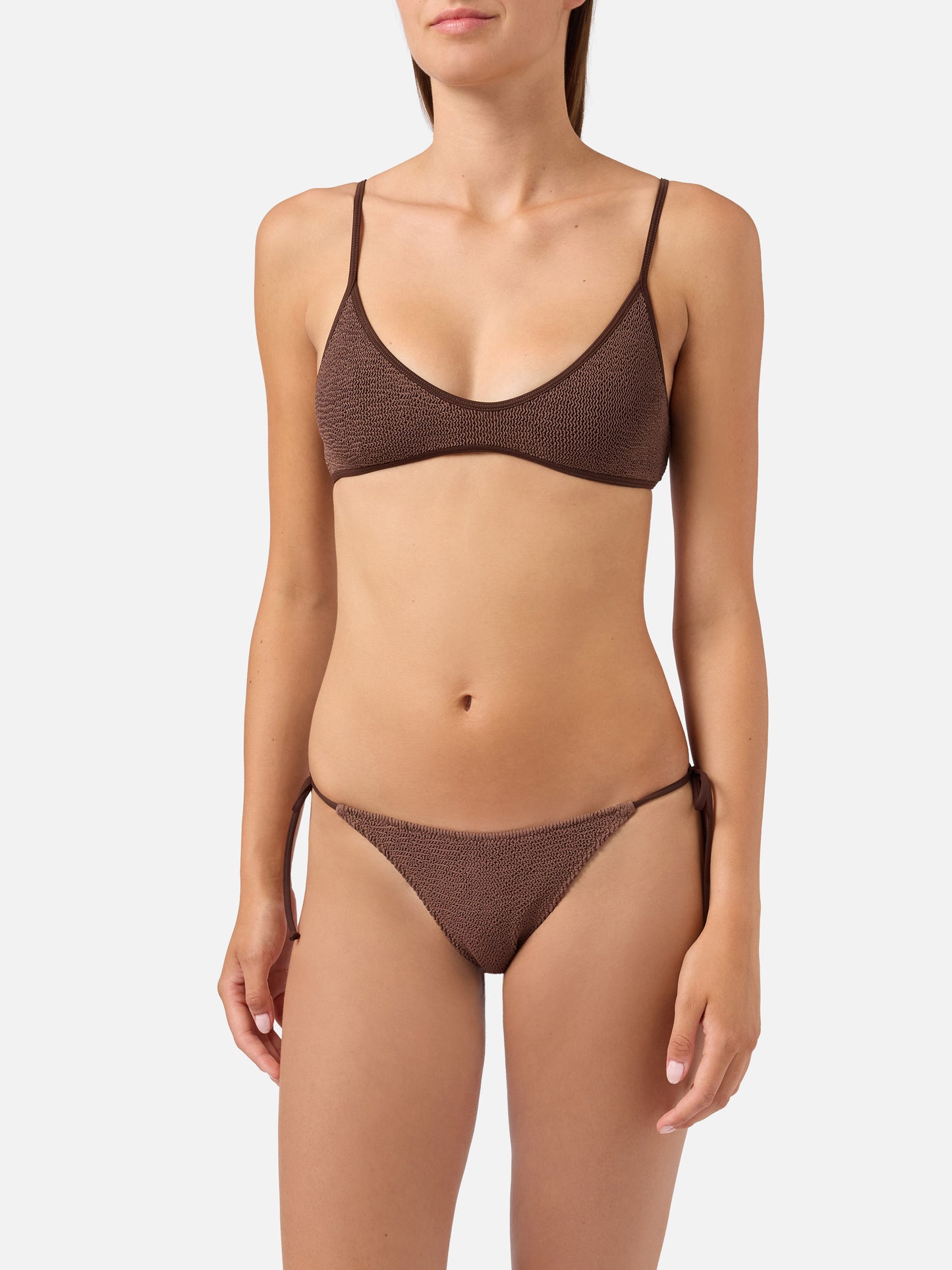 Paloma Marielle braunes Crinkle-Bralette-Bikini 
