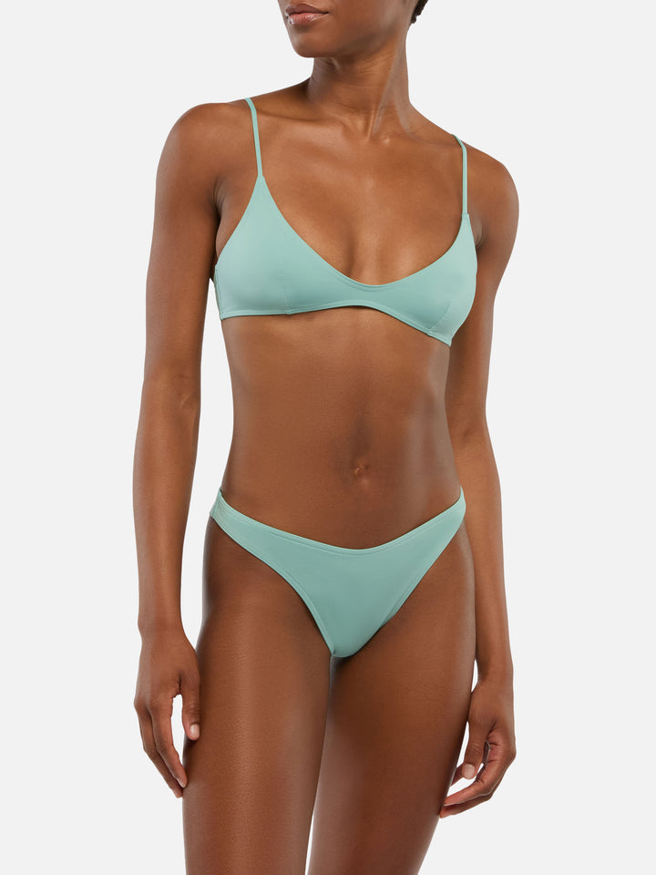 Naomi Salbeigrüne freche Badehose - Paloma Salbeigrünes U-Ausschnitt-Bralette