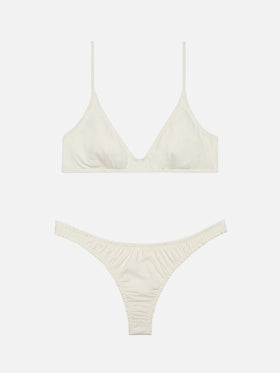 Nalu cream cheekiest swim briefs - Paloma cream scoop bralette