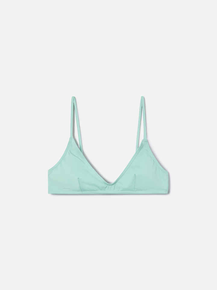 Haut de bikini Paloma bralette à fermeture par crochet en coloris sauge uni 