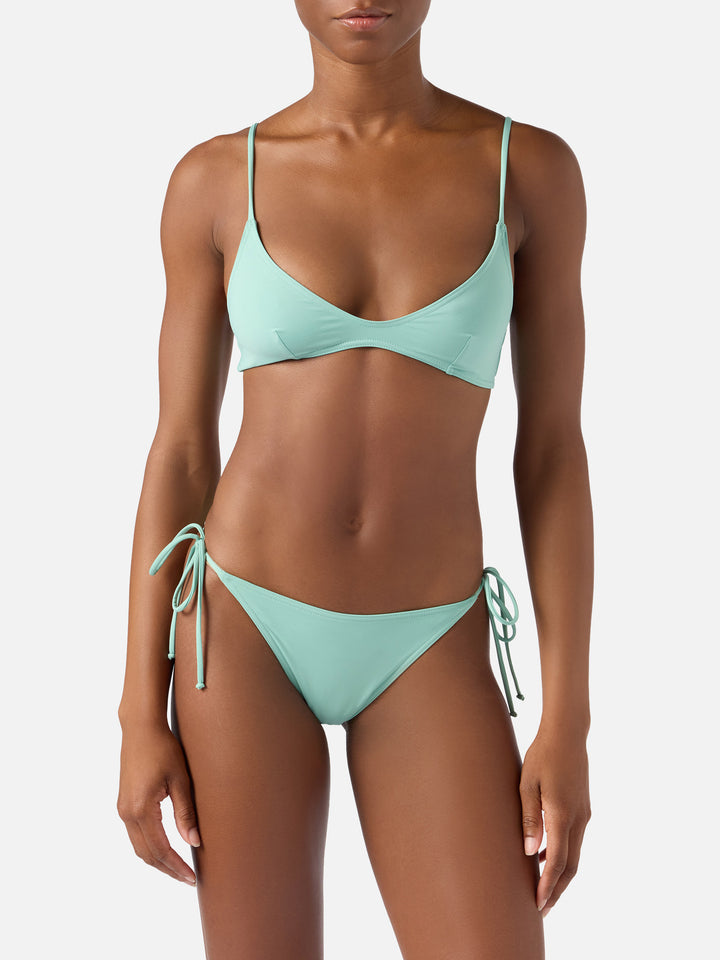 Paloma Marielle sage green bralette bikini with ties