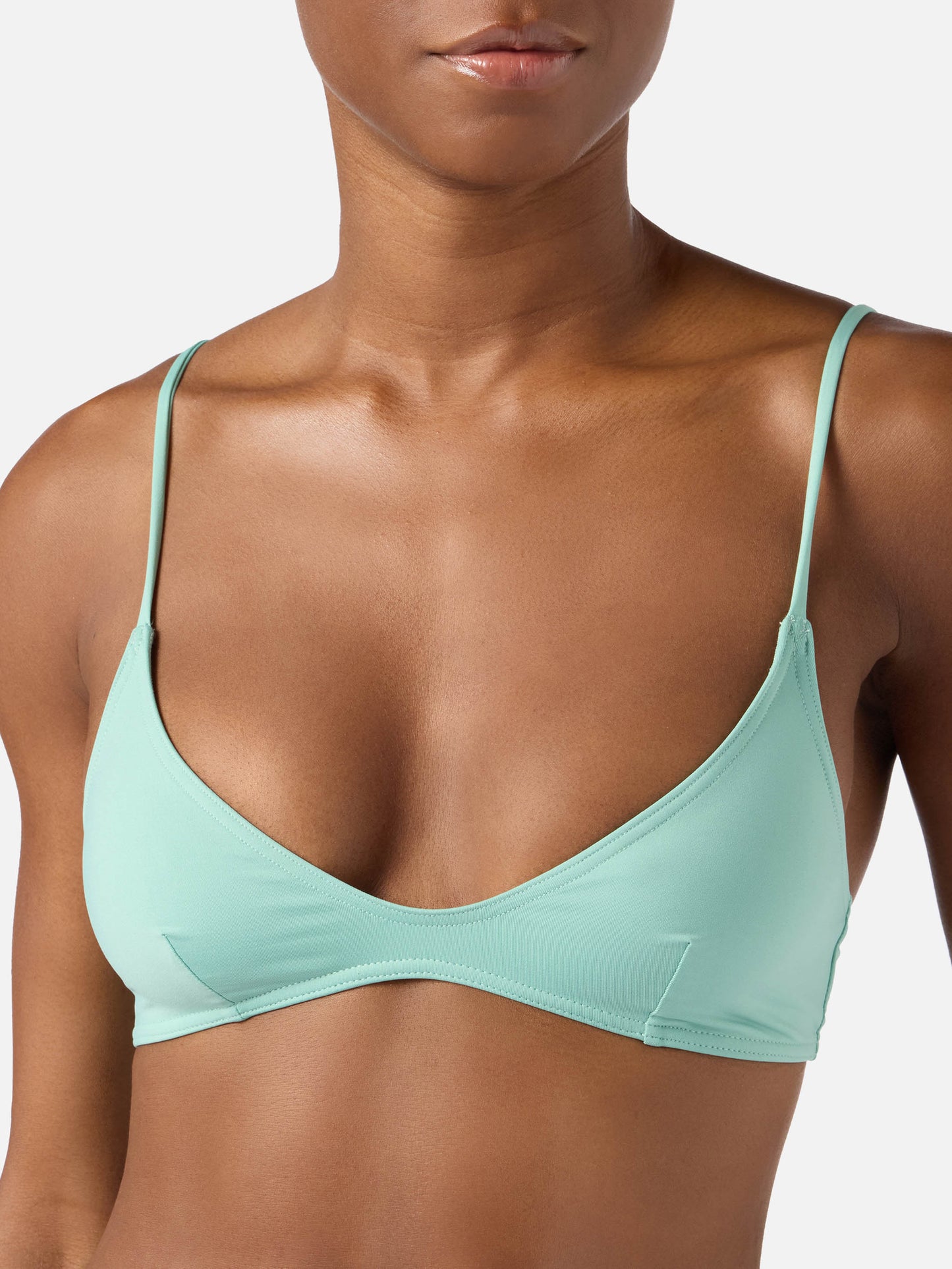 Haut de bikini Paloma bralette à fermeture par crochet en coloris sauge uni 
