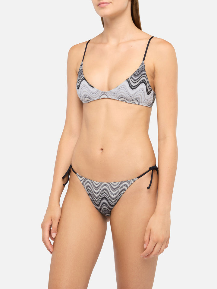 Norah raschel chevron cheeky swim briefs - Paloma raschel knit scoop bralette with wave pattern