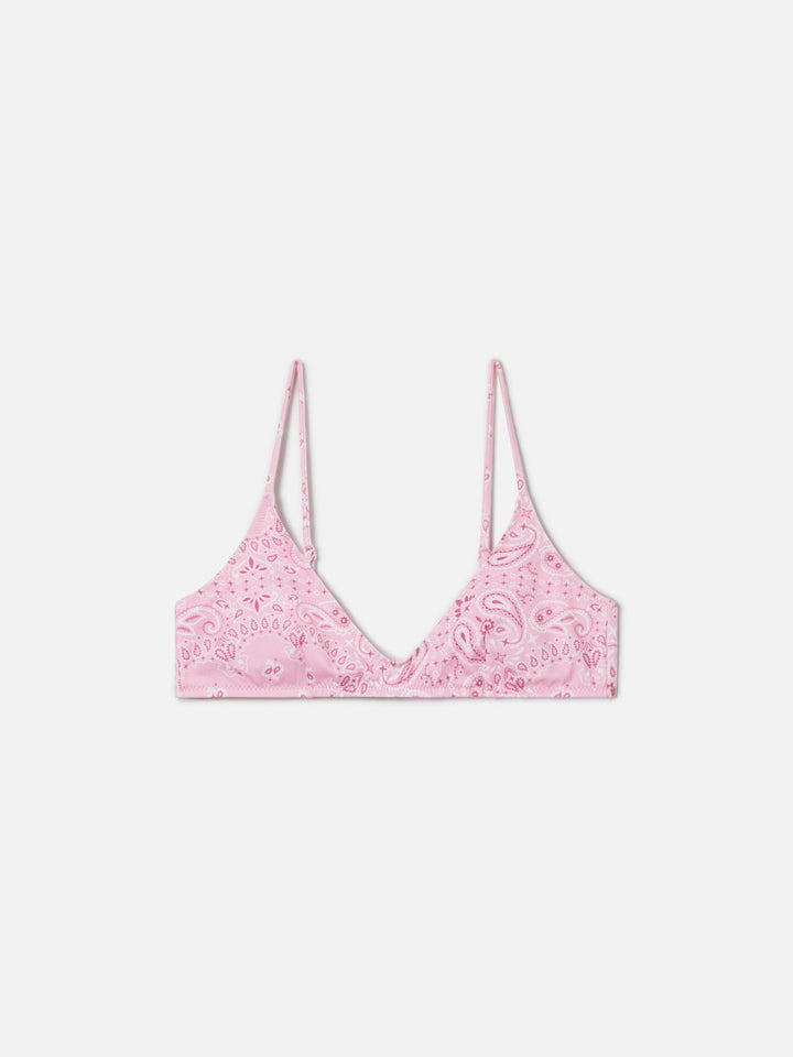 Top de bikini tipo bralette Paloma con estampado bandana rosa 