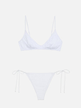 Klassische Badehose aus weißer Sangallo-Spitze von Marielle - U-Ausschnitt-Bralette aus weißer Sangallo-Spitze von Paloma
