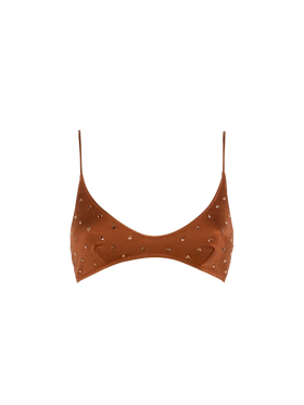 Paloma brown scoop bralette with rhinestone embellishment - MC2 Saint Barth