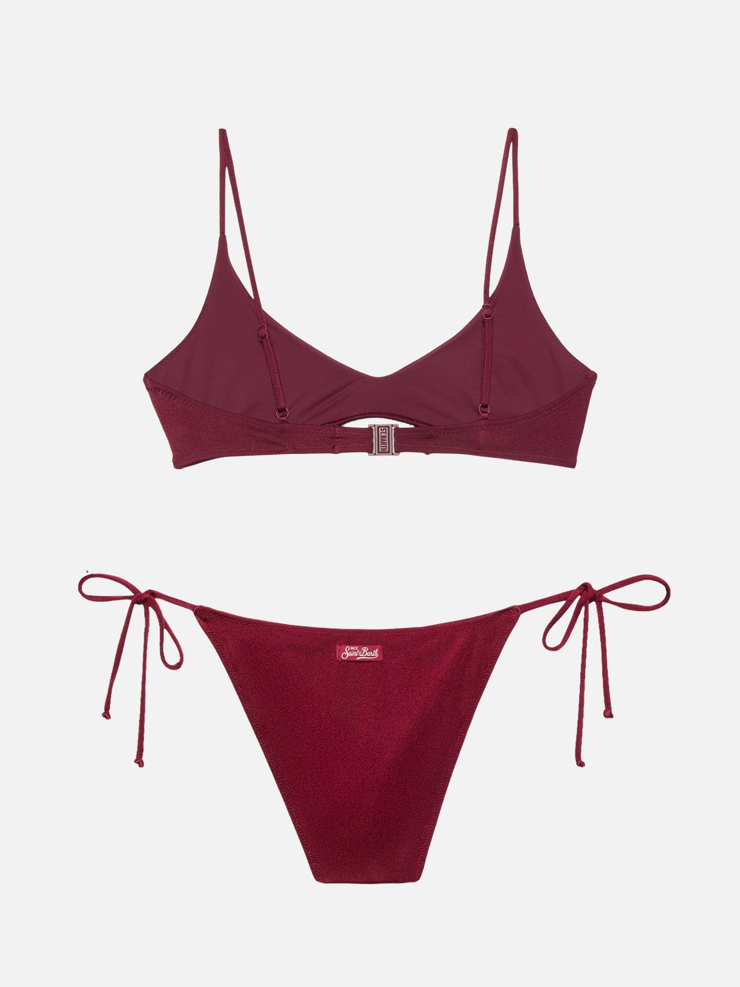 Bralette scollata bordeaux con applicazioni di strass Paloma - Virgo slip mare classico bordeaux con applicazioni di strass