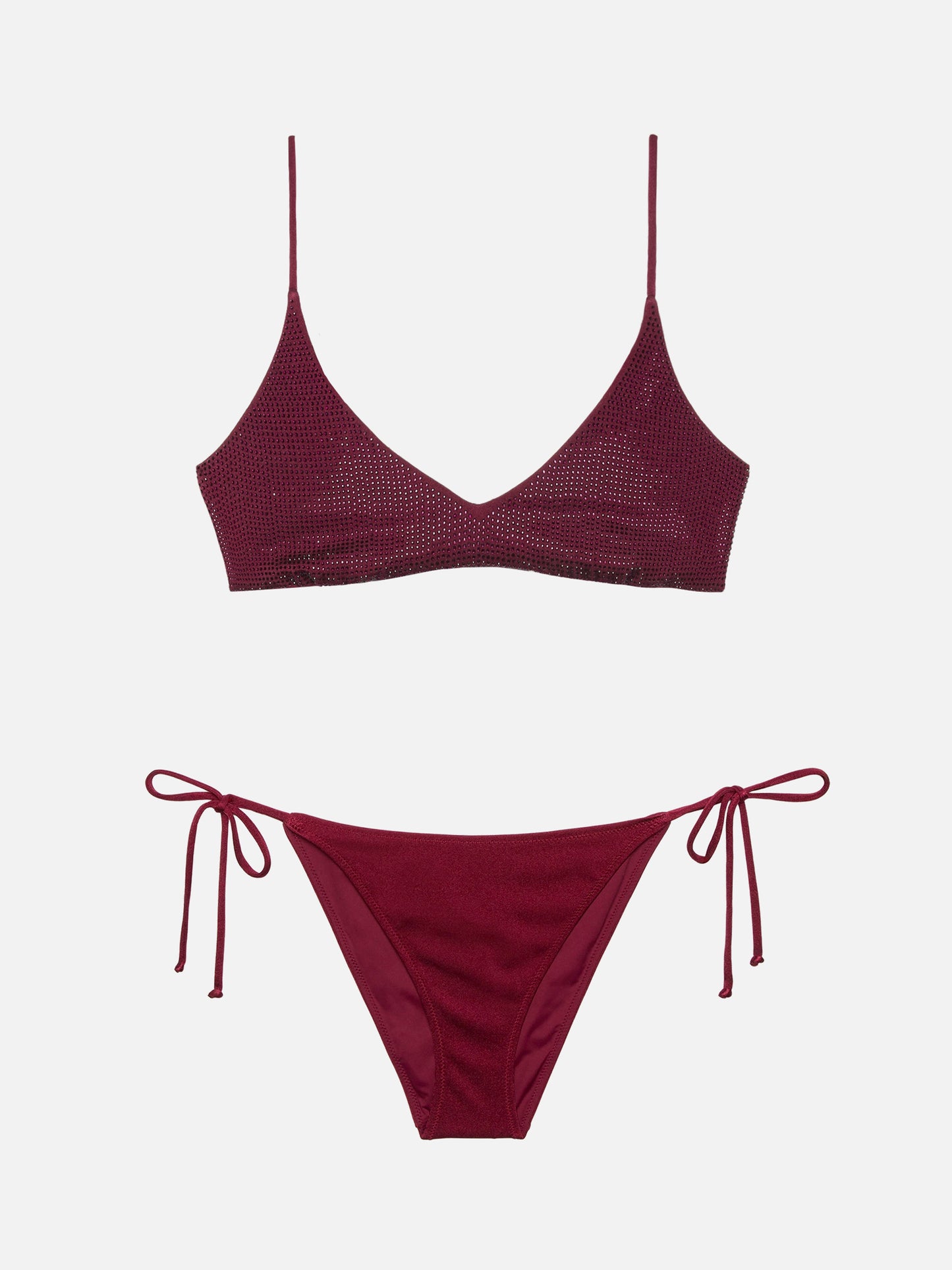 Bralette scollata bordeaux con applicazioni di strass Paloma - Virgo slip mare classico bordeaux con applicazioni di strass