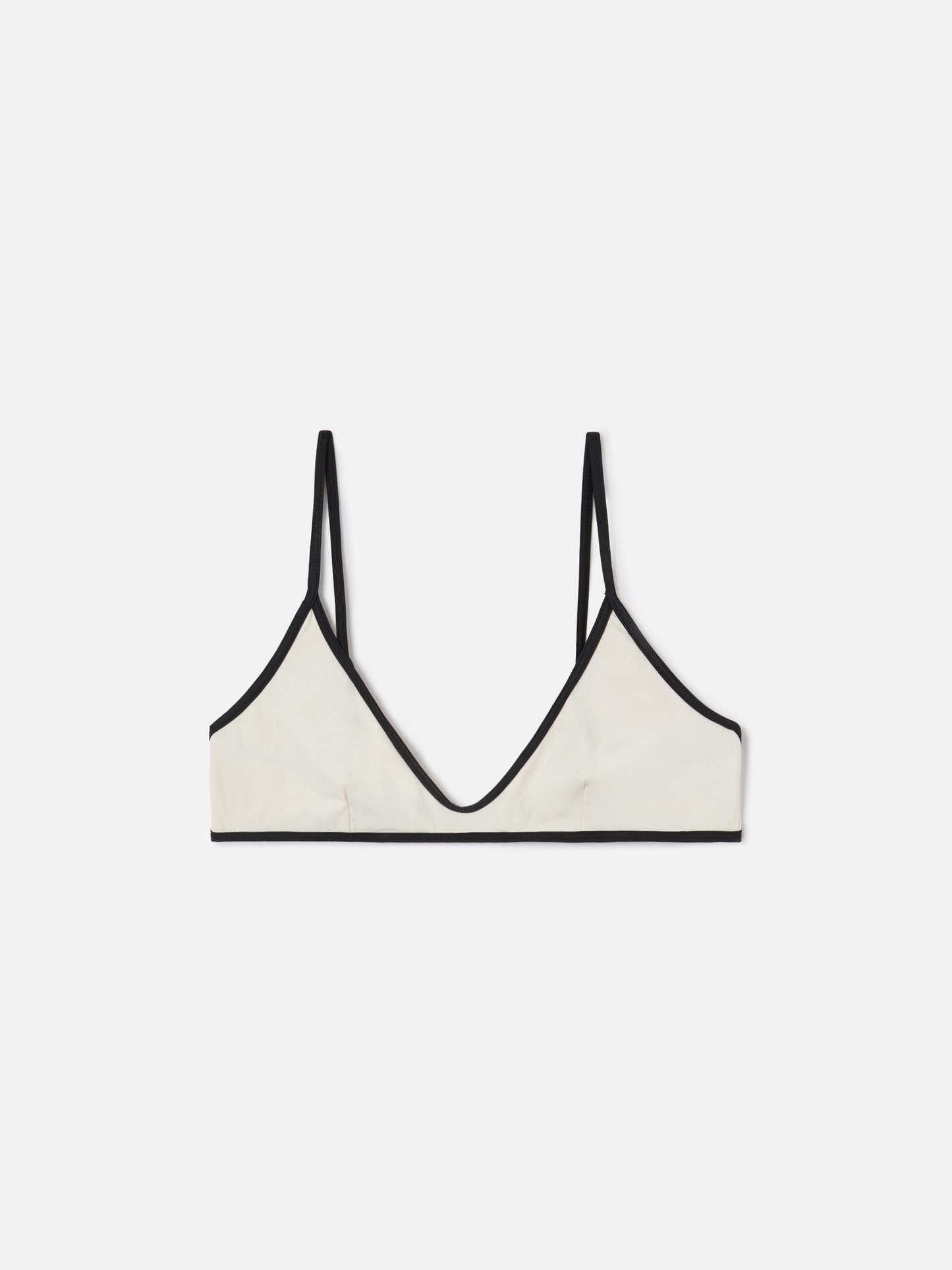 Paloma String bralette bikini top in cream with contrast trims