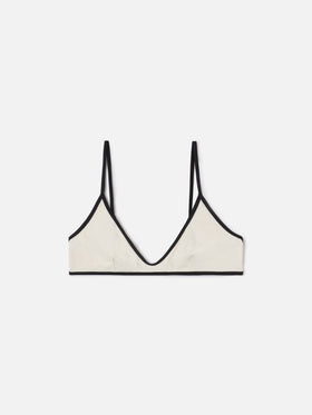 Paloma String bralette bikini top in cream with contrast trims