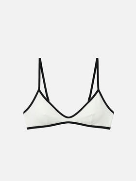 Paloma String bralette bikini top in cream with contrast trims