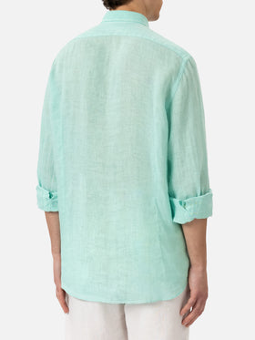 Sage green linen shirt Pamplona - MC2 Saint Barth