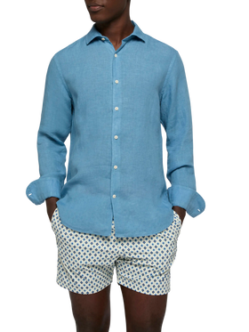 Dusty blue linen shirt Pamplona - MC2 Saint Barth
