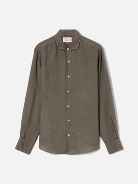 Military green Pamplona shirt in pure linen