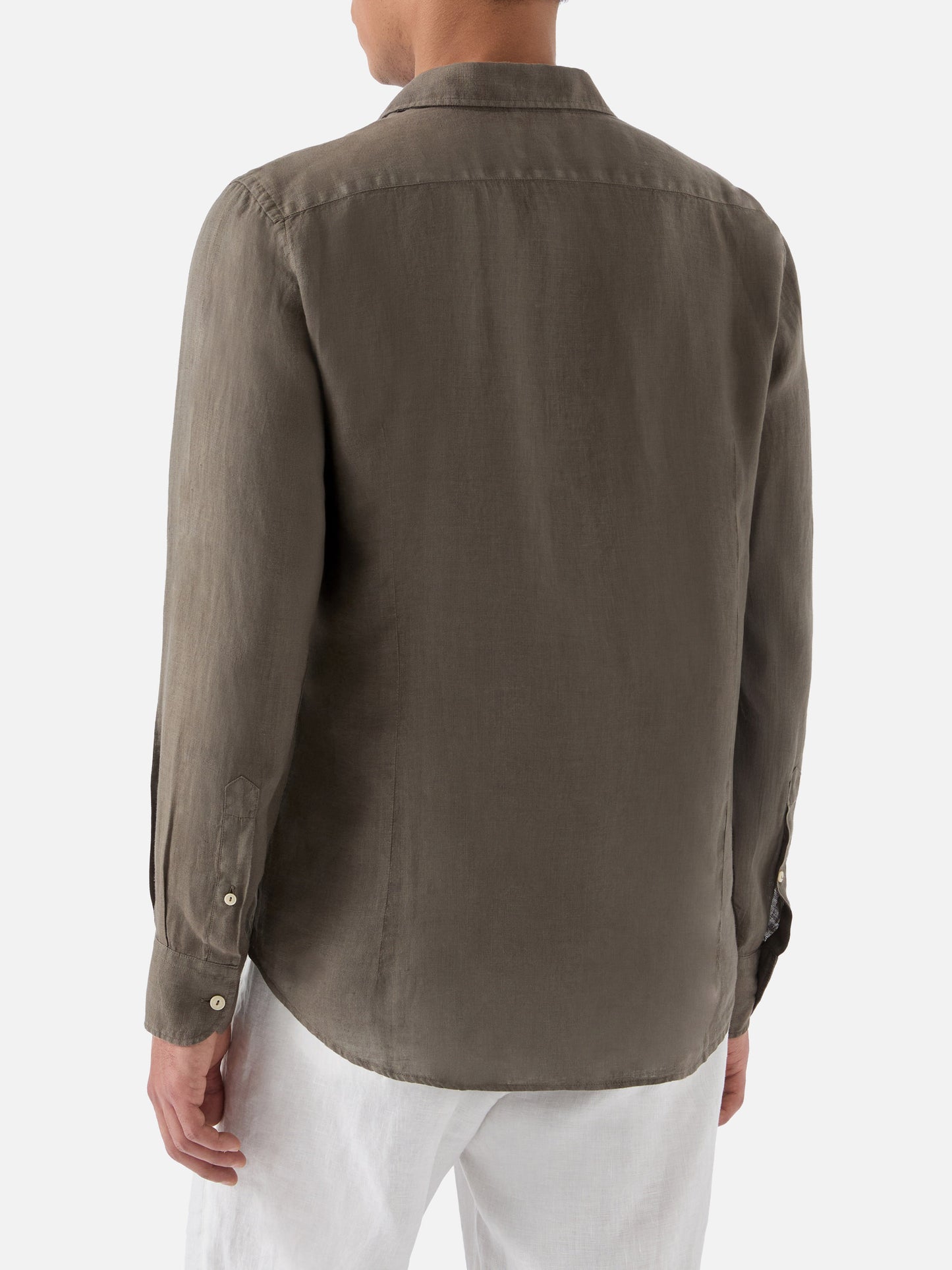 Military green Pamplona shirt in pure linen
