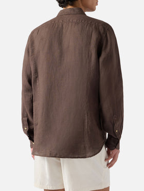 Brown Pamplona shirt in pure linen