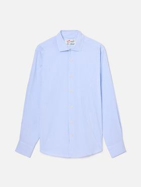 Camisa Pamplona de seersucker a rayas azul claro 