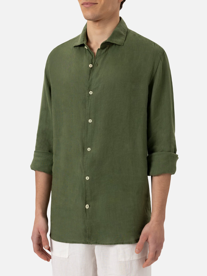 Military green linen shirt Pamplona - MC2 Saint Barth