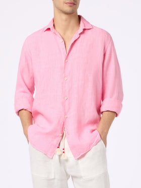 Man pink linen shirt Pamplona - MC2 Saint Barth