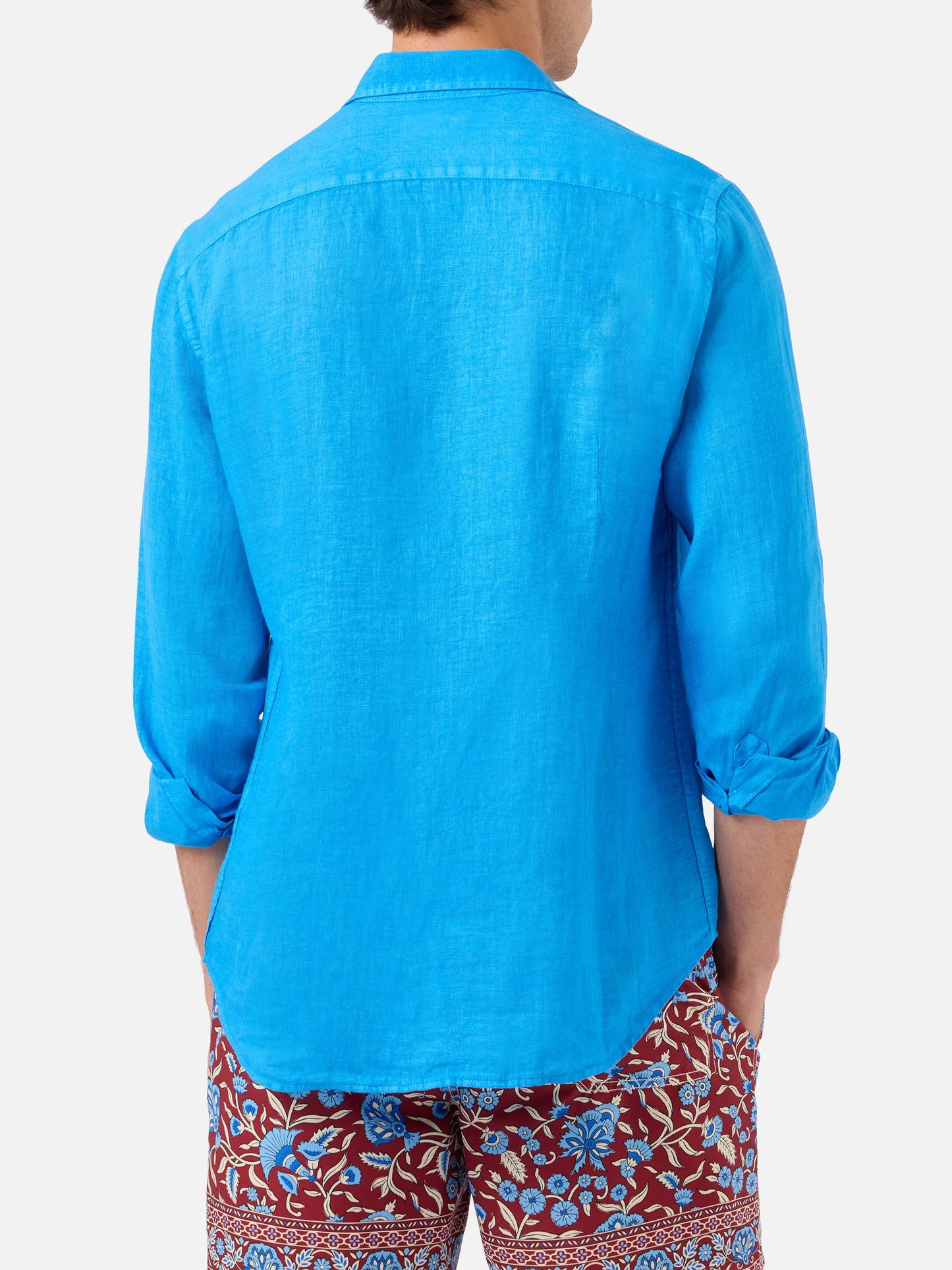 Pamplona watercolor bluette linen shirt