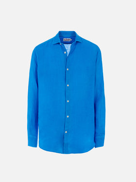 Man watercolor bluette linen shirt Pamplona - MC2 Saint Barth