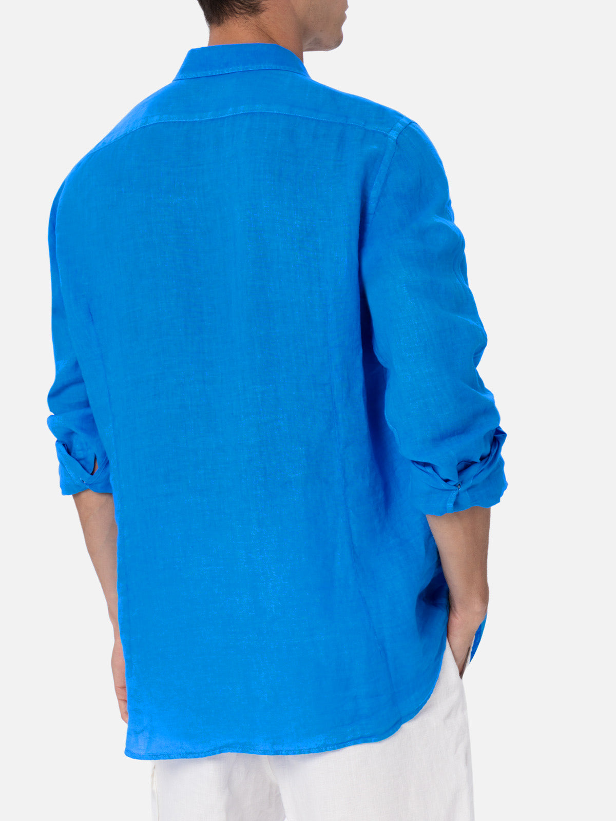 Man watercolor bluette linen shirt Pamplona - MC2 Saint Barth